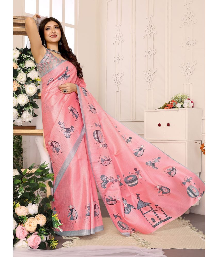     			Yashika Pack of 1 Art Silk Printed Saree With Blouse Piece ( Pink )