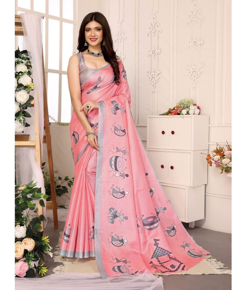     			Yashika Pack of 1 Art Silk Printed Saree With Blouse Piece ( Pink )