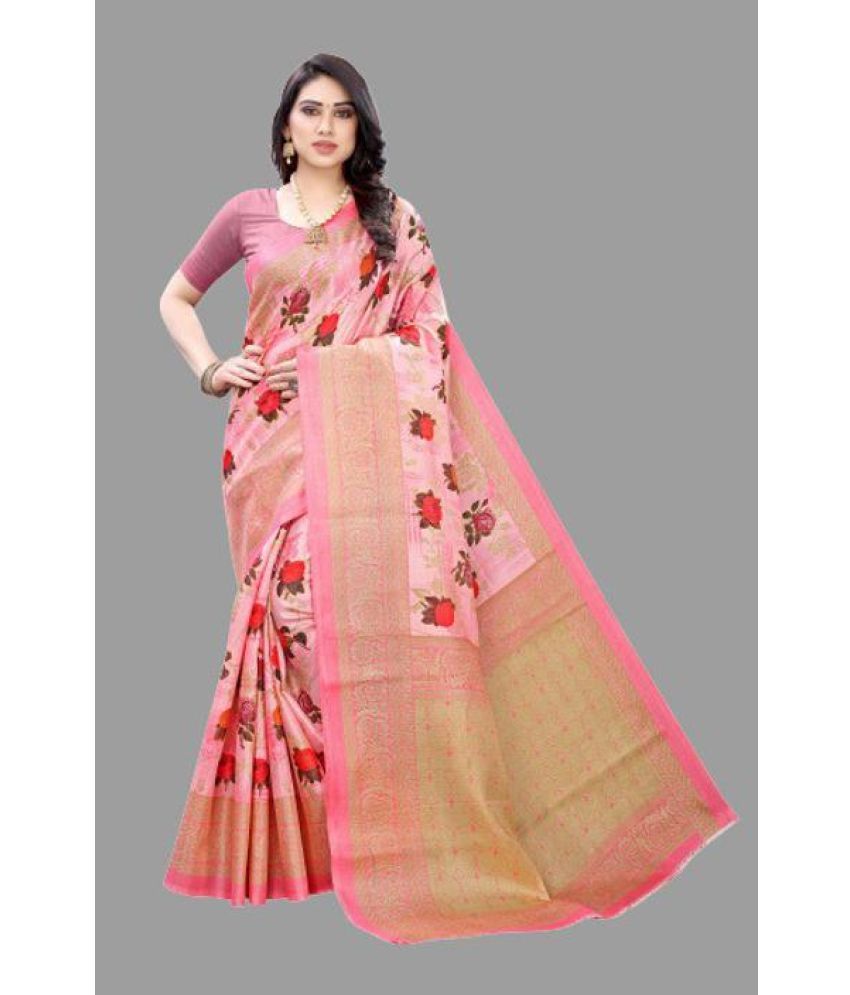     			Yashika Pack of 1 Art Silk Printed Saree With Blouse Piece ( Gold )