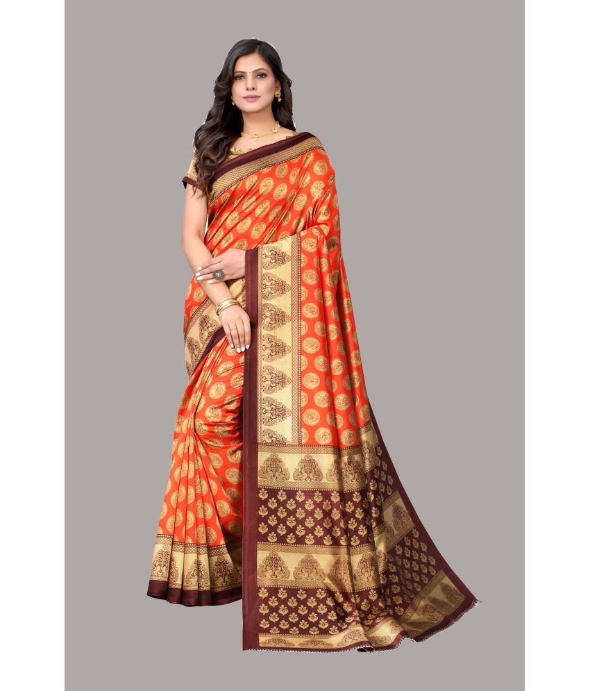     			Yashika Pack of 1 Art Silk Printed Saree With Blouse Piece ( Orange )