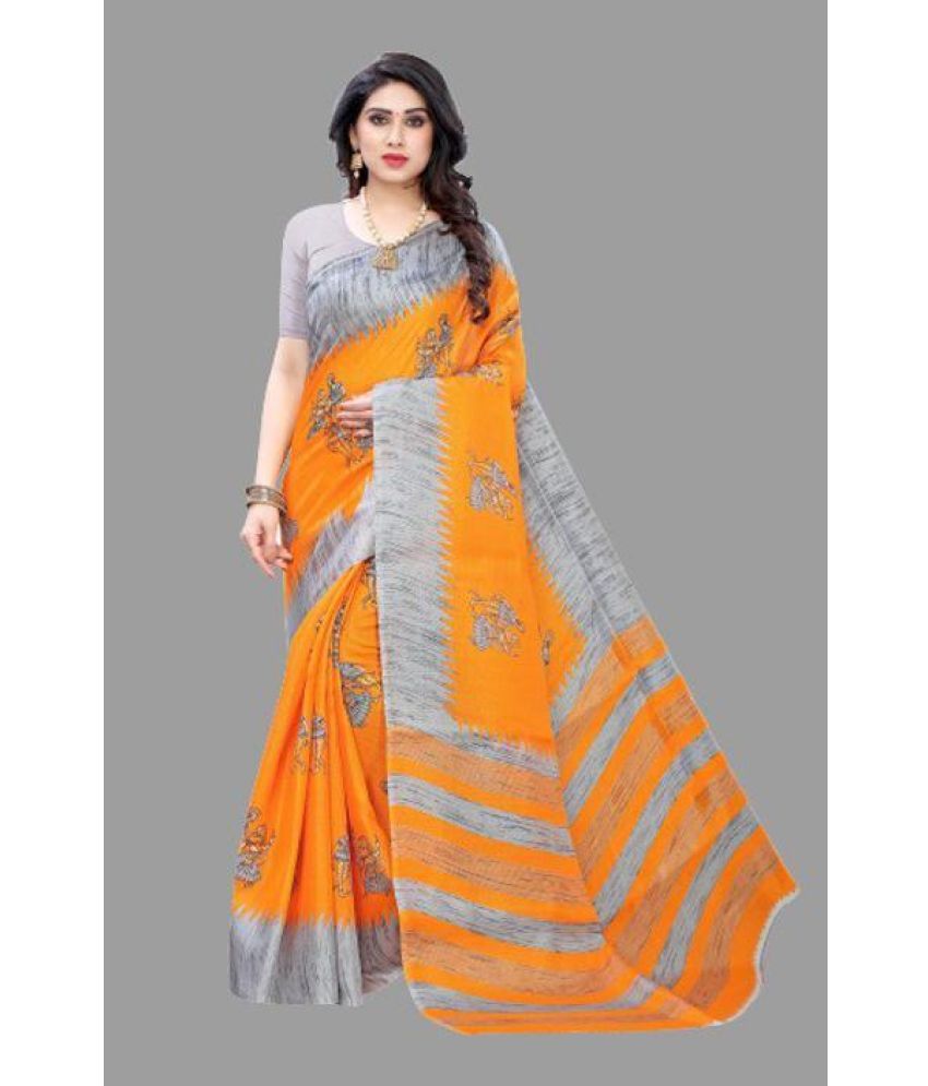     			Yashika Pack of 1 Art Silk Printed Saree With Blouse Piece ( Orange )