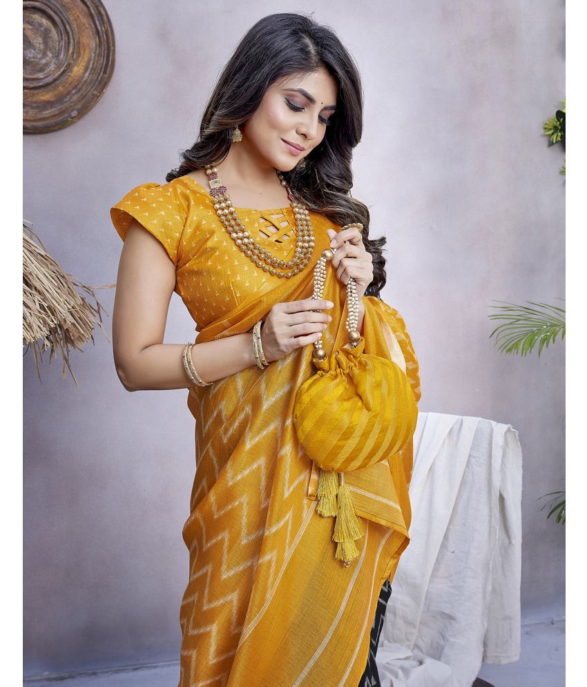     			Yashika Pack of 1 Art Silk Printed Saree With Blouse Piece ( Yellow )