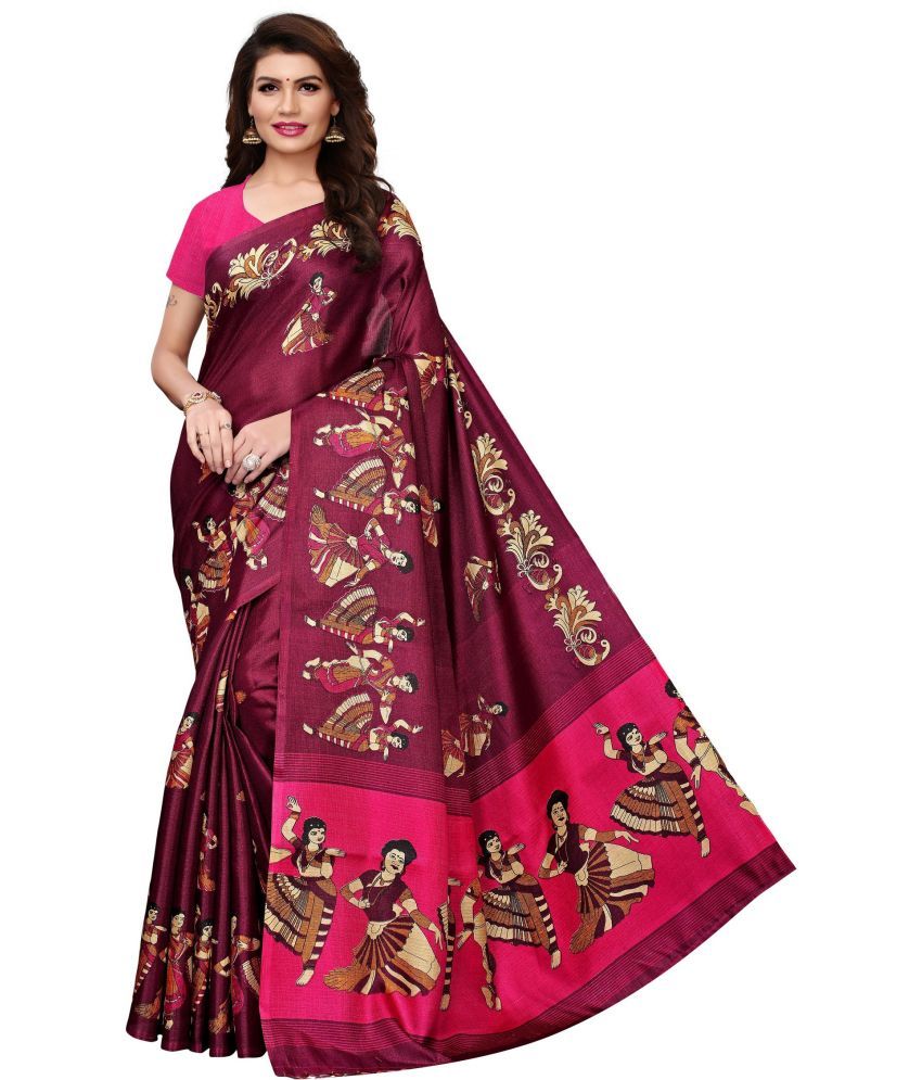     			Yashika Pack of 1 Art Silk Printed Saree With Blouse Piece ( Maroon )