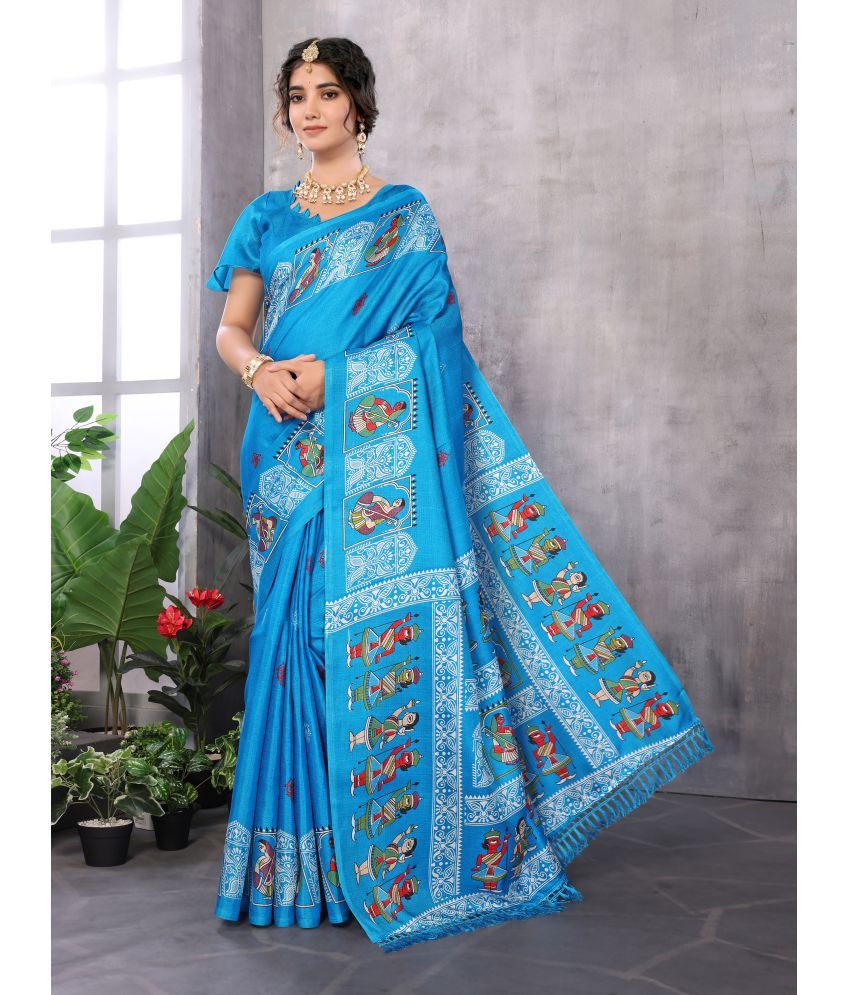     			Yashika Pack of 1 Art Silk Printed Saree With Blouse Piece ( Blue )