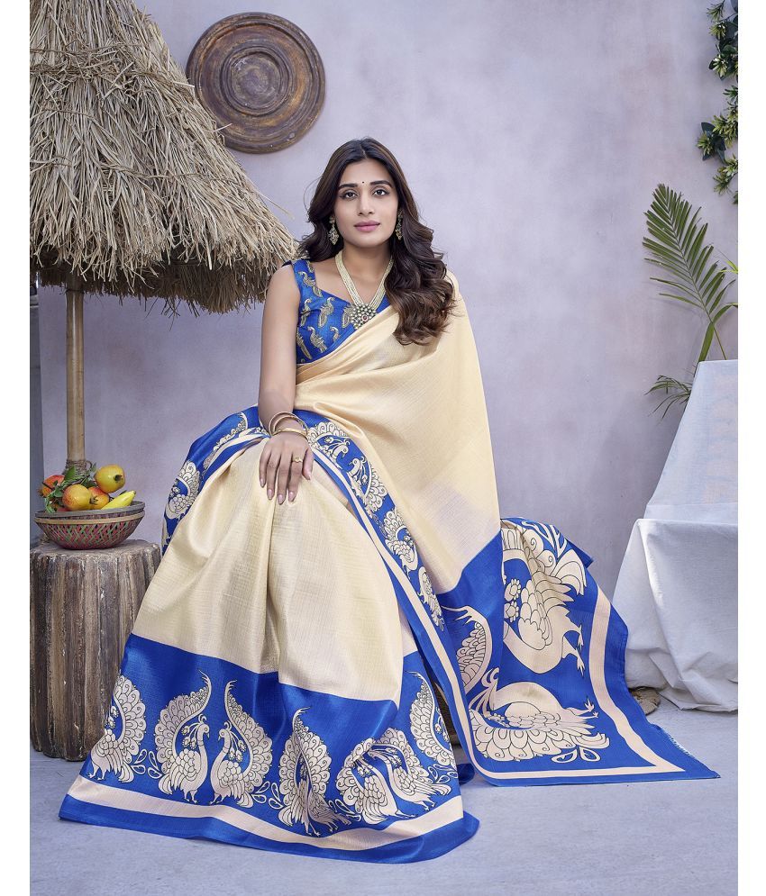     			Yashika Pack of 1 Art Silk Printed Saree With Blouse Piece ( Blue )