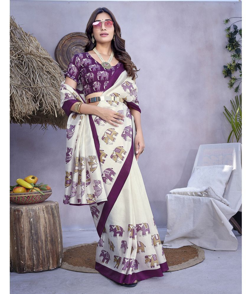     			Yashika Pack of 1 Art Silk Printed Saree With Blouse Piece ( Purple )