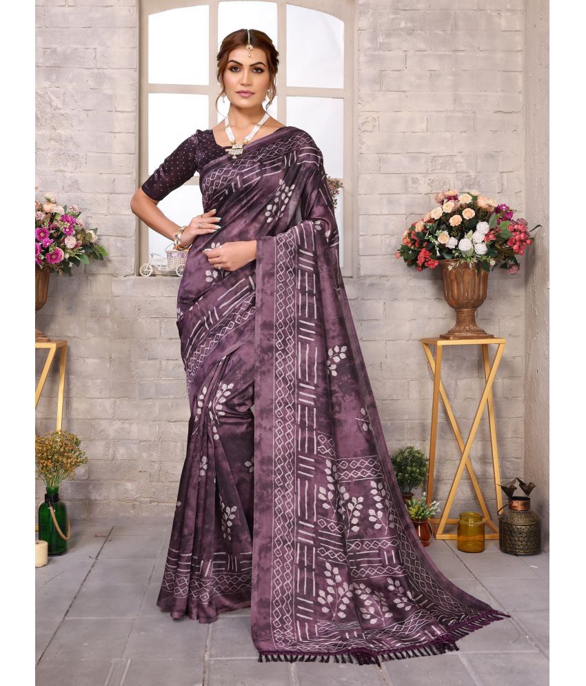     			Yashika Pack of 1 Art Silk Printed Saree With Blouse Piece ( Purple )