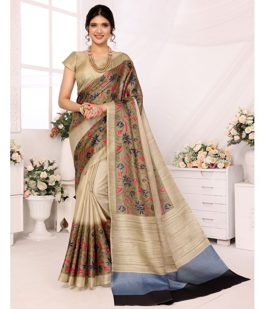     			Yashika Pack of 1 Art Silk Printed Saree With Blouse Piece ( Grey )