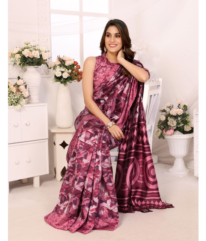     			Yashika Pack of 1 Art Silk Printed Saree With Blouse Piece ( Purple )