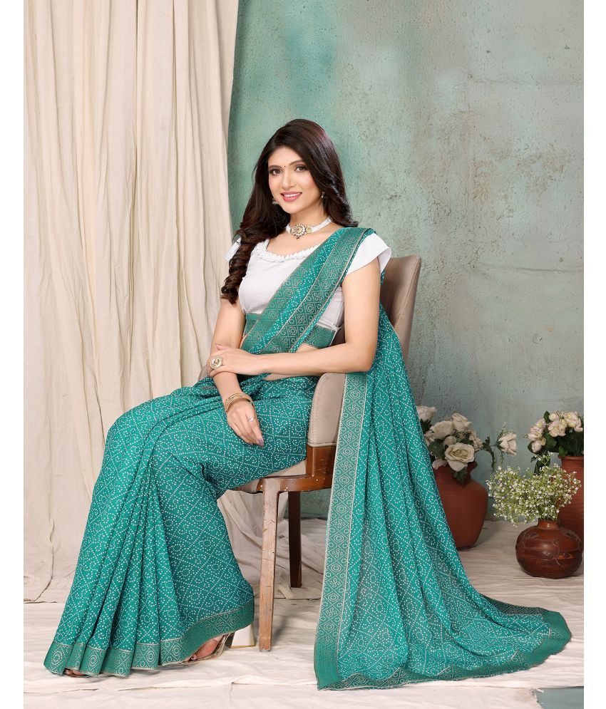     			Yashika Pack of 1 Georgette Printed Saree With Blouse Piece ( Green )