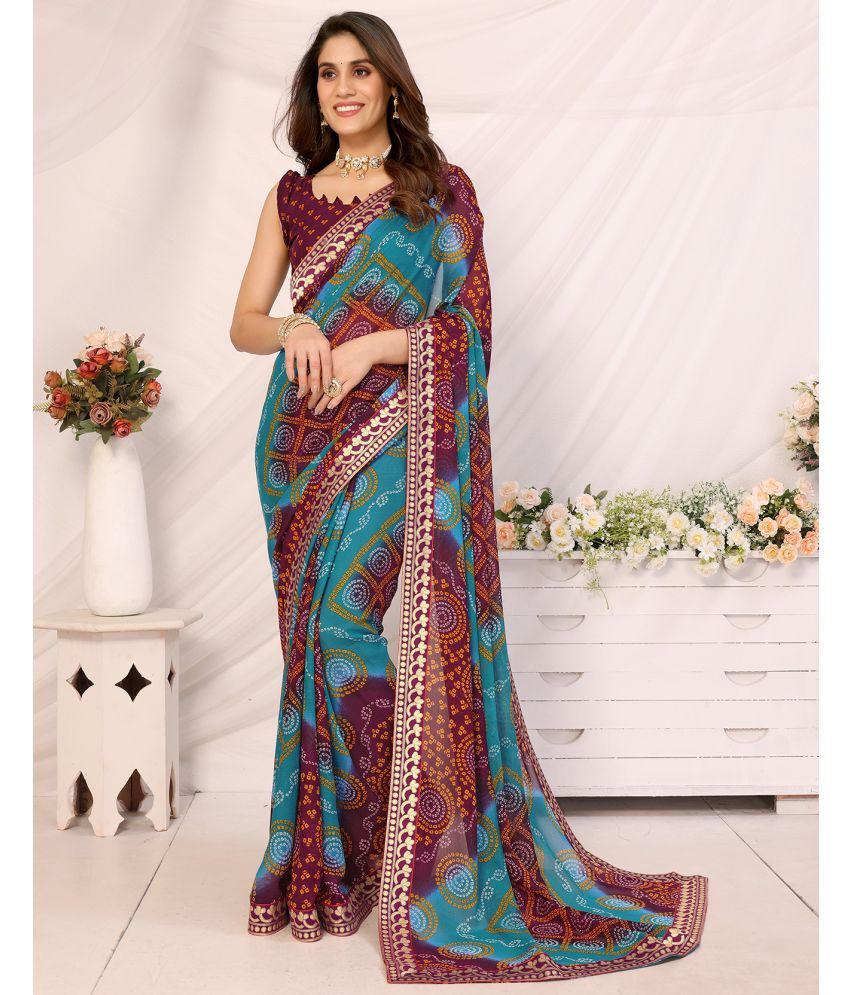     			Yashika Pack of 1 Georgette Printed Saree With Blouse Piece ( Brown )