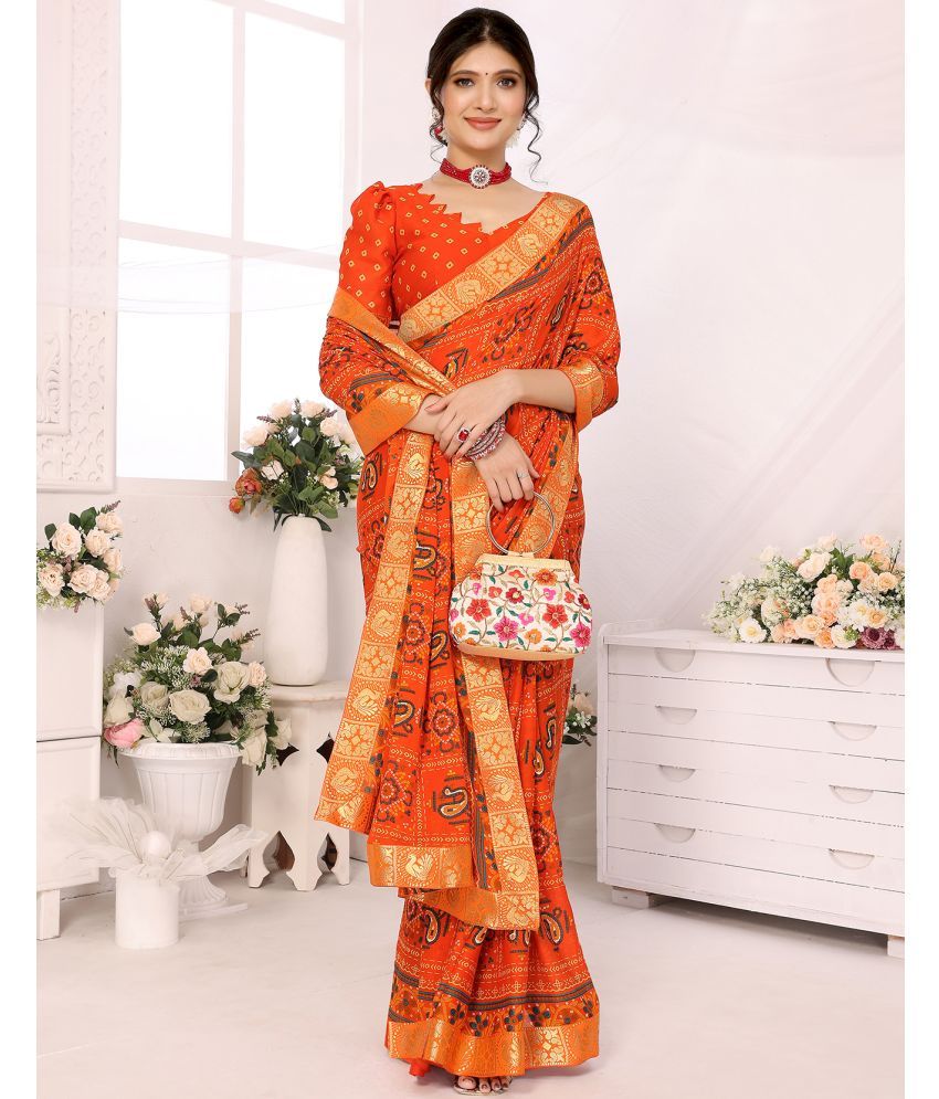     			Yashika Pack of 1 Georgette Printed Saree With Blouse Piece ( Orange )