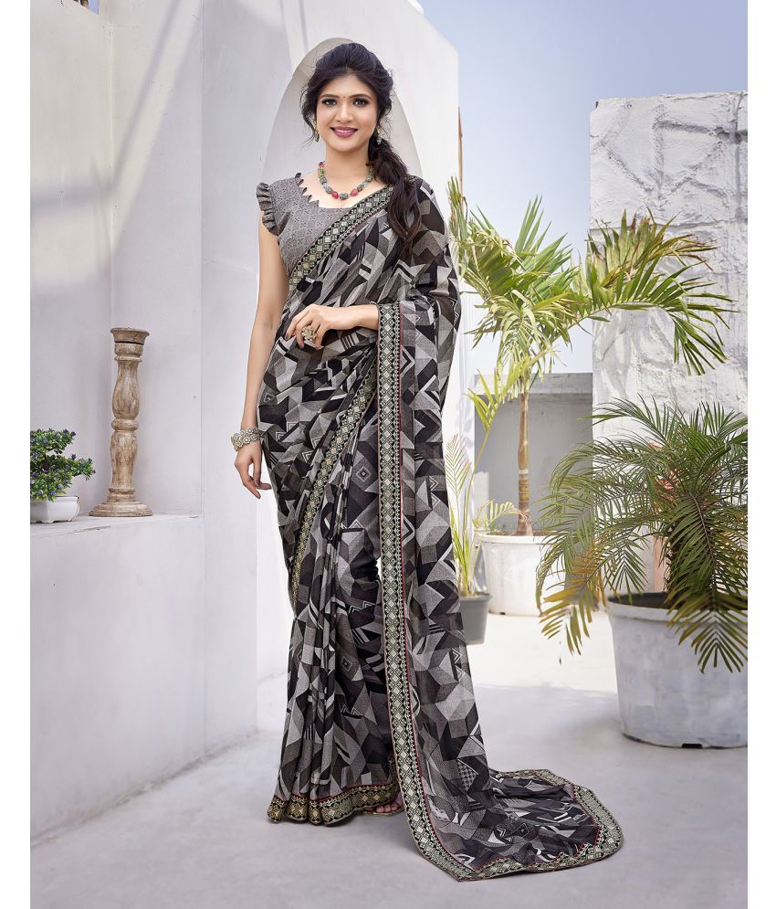     			Yashika Pack of 1 Georgette Printed Saree With Blouse Piece ( Grey )