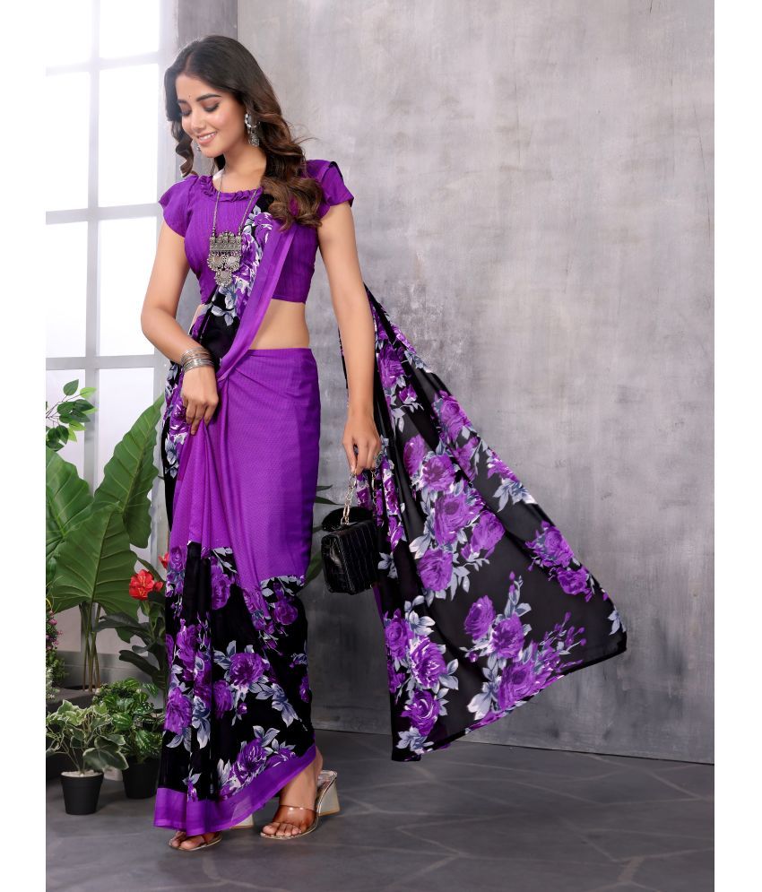     			Yashika Pack of 1 Georgette Printed Saree With Blouse Piece ( Purple )