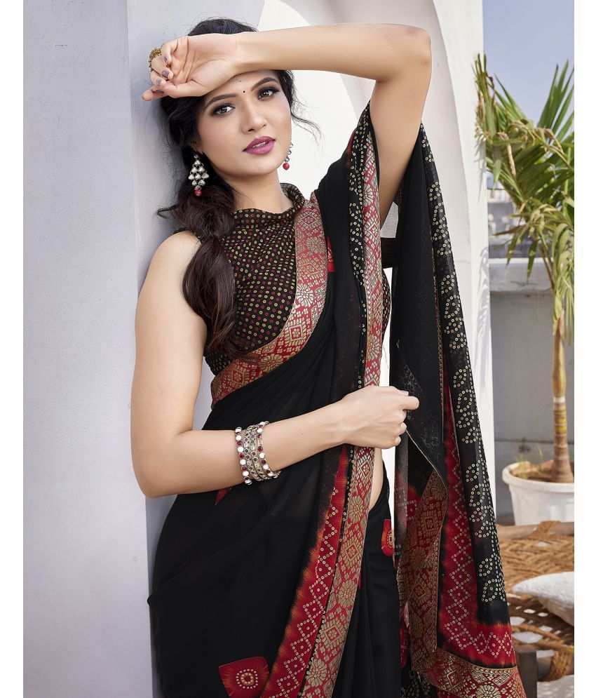     			Yashika Pack of 1 Georgette Printed Saree With Blouse Piece ( Black )