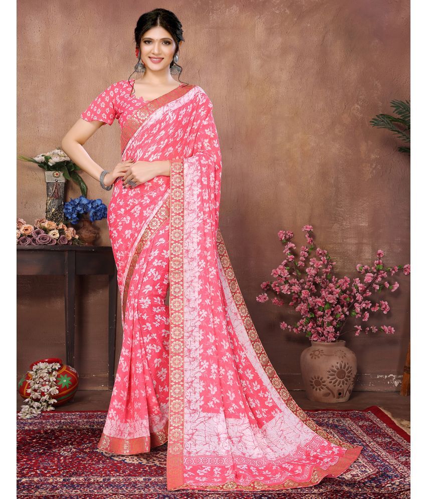     			Yashika Pack of 1 Georgette Printed Saree With Blouse Piece ( Pink )