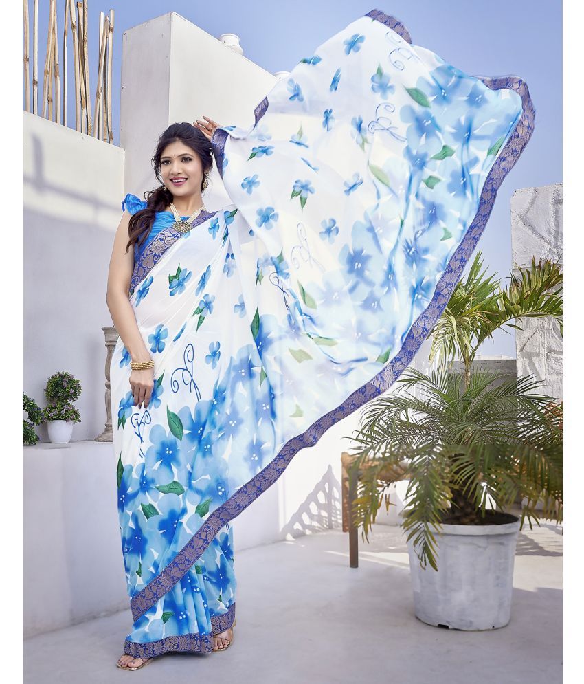     			Yashika Pack of 1 Georgette Printed Saree With Blouse Piece ( Blue )