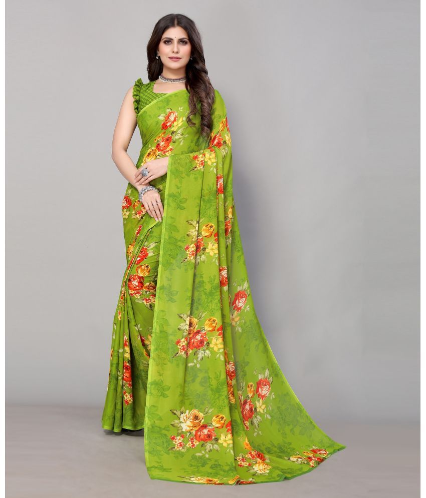     			Yashika Pack of 1 Georgette Printed Saree With Blouse Piece ( Light Green )