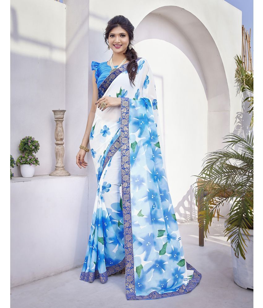     			Yashika Pack of 1 Georgette Printed Saree With Blouse Piece ( Blue )