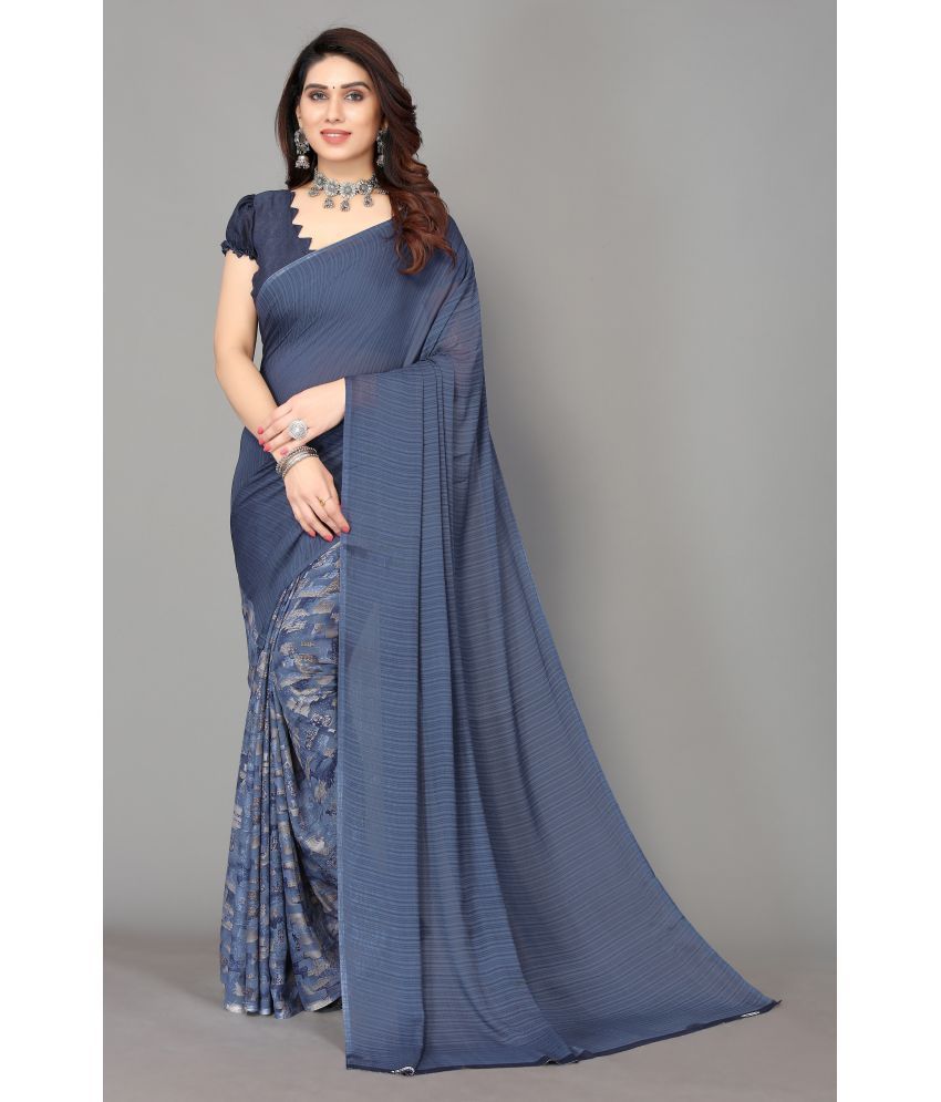     			Yashika Pack of 1 Georgette Printed Saree With Blouse Piece ( Blue )