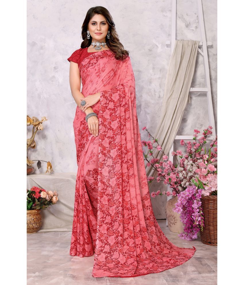     			Yashika Pack of 1 Georgette Printed Saree With Blouse Piece ( Pink )