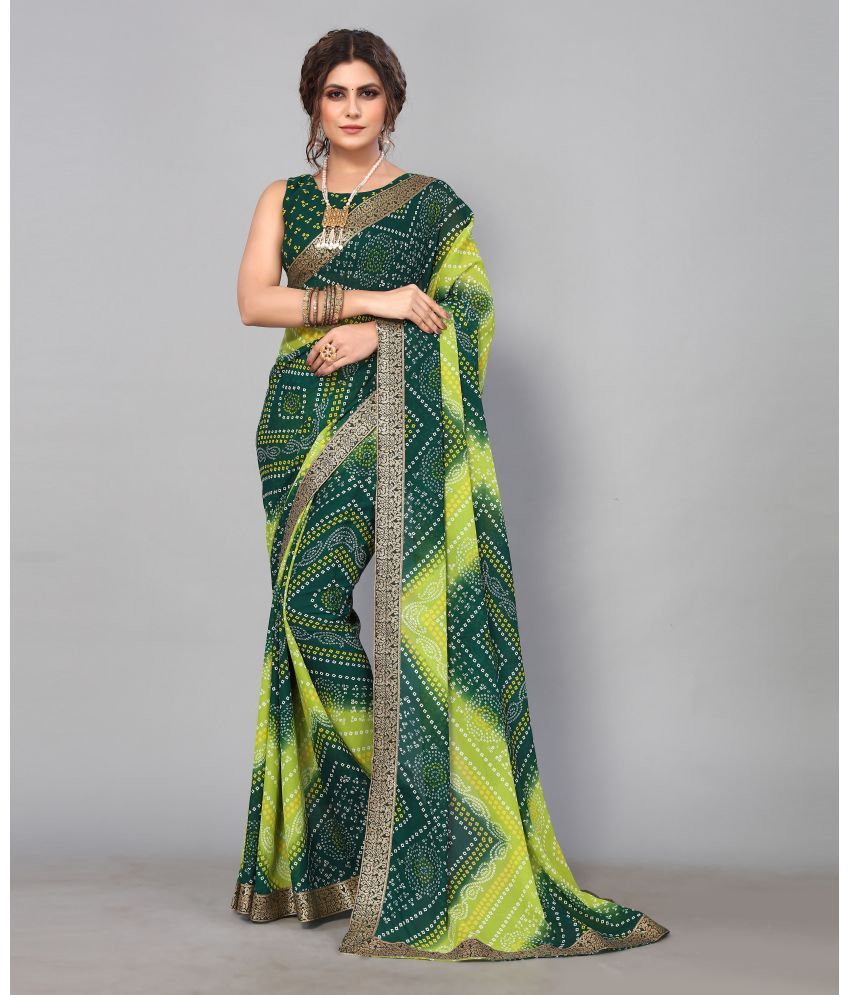     			Yashika Pack of 1 Georgette Printed Saree With Blouse Piece ( Green )