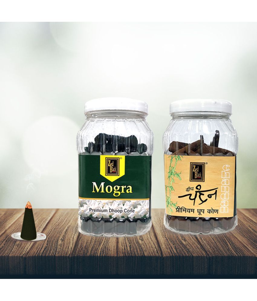     			Zed Black Incense Dhoop Cone Mogra,Chandan 225 gm ( Pack of 2 )