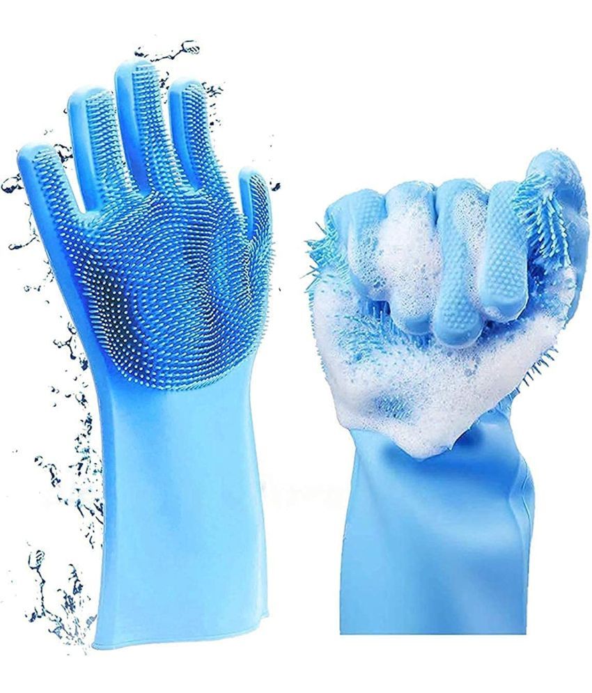     			ag traders Multicolor Silicone Free Size Cleaning Glove Set ( Pack of 1 )