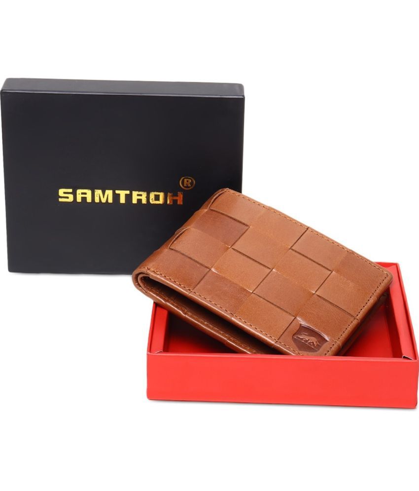     			samtroh Leather Self Design Men's Regular Wallet With 4 Slots For Card ( Tan , Pack of 1 )