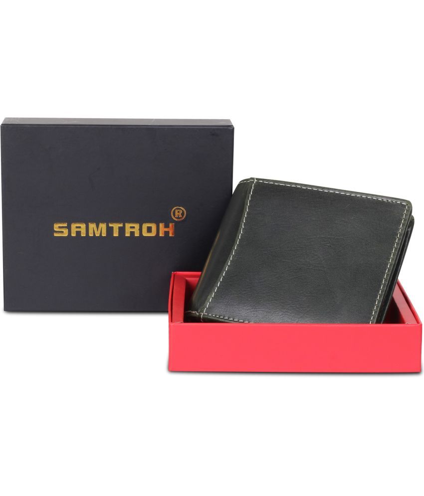     			samtroh Leather Solid Men's Regular Wallet With 6 Slots For Card ( Green , Pack of 1 )