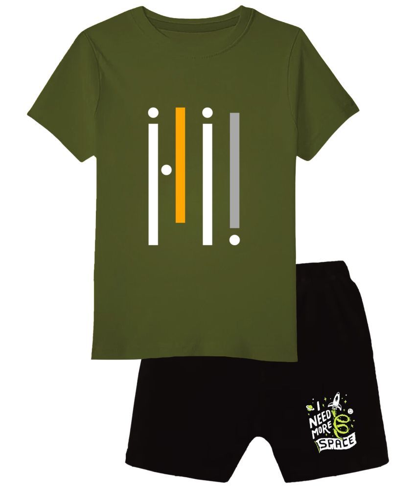     			COOLTEES4U Pack of 1 Boys Cotton T-Shirts & Shorts Set ( Green )