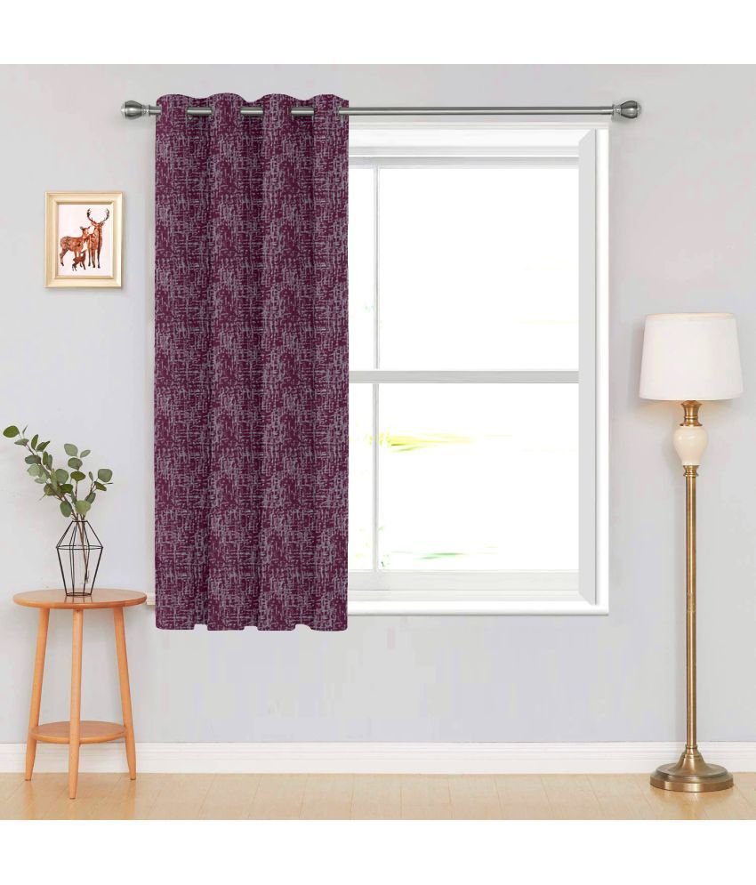     			DIVINE CASA Textured Semi-Transparent Eyelet Curtain 5 ft ( Pack of 1 ) - Red