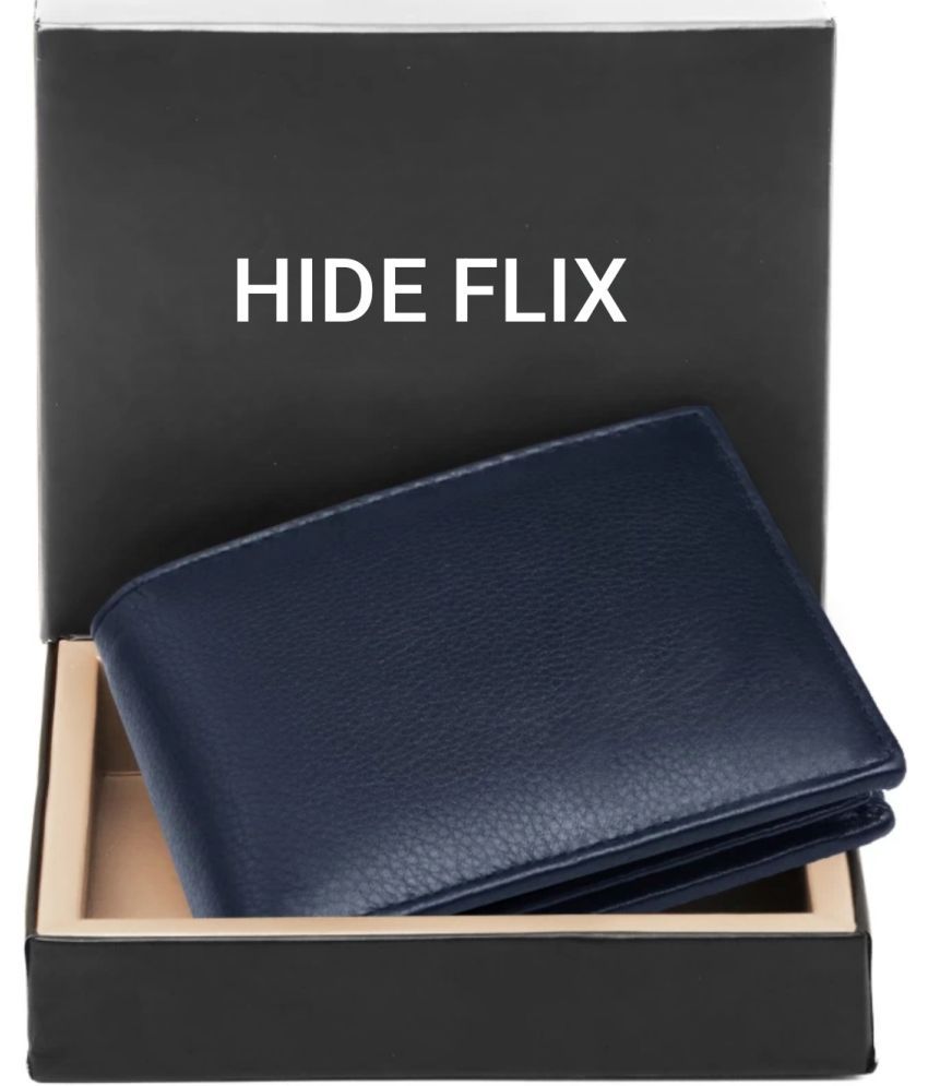     			HIDEFLIX Leather Solid Men's Regular Wallet With 8 Slots For Card ( Blue , Pack of 1 )