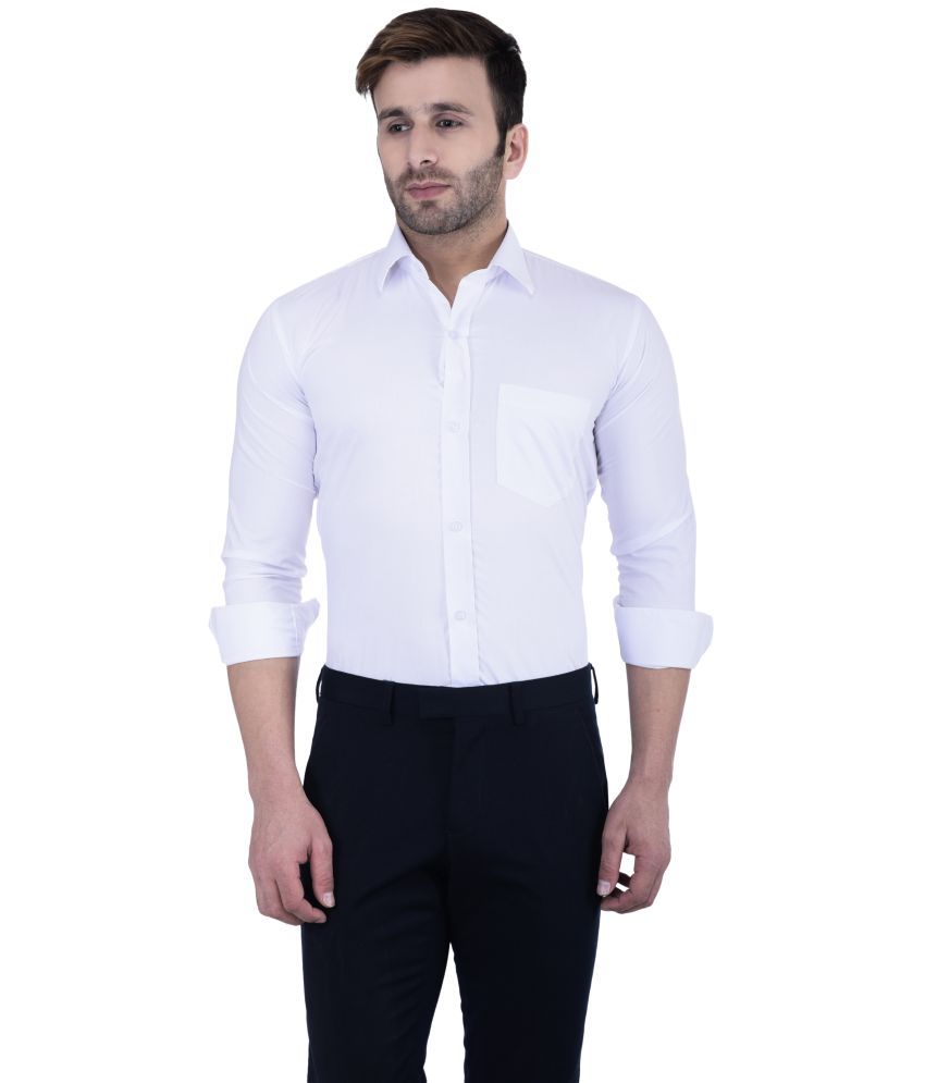     			Hangup Cotton Blend Regular Fit Full Sleeves Men's Formal Shirt - White ( Pack of 1 )