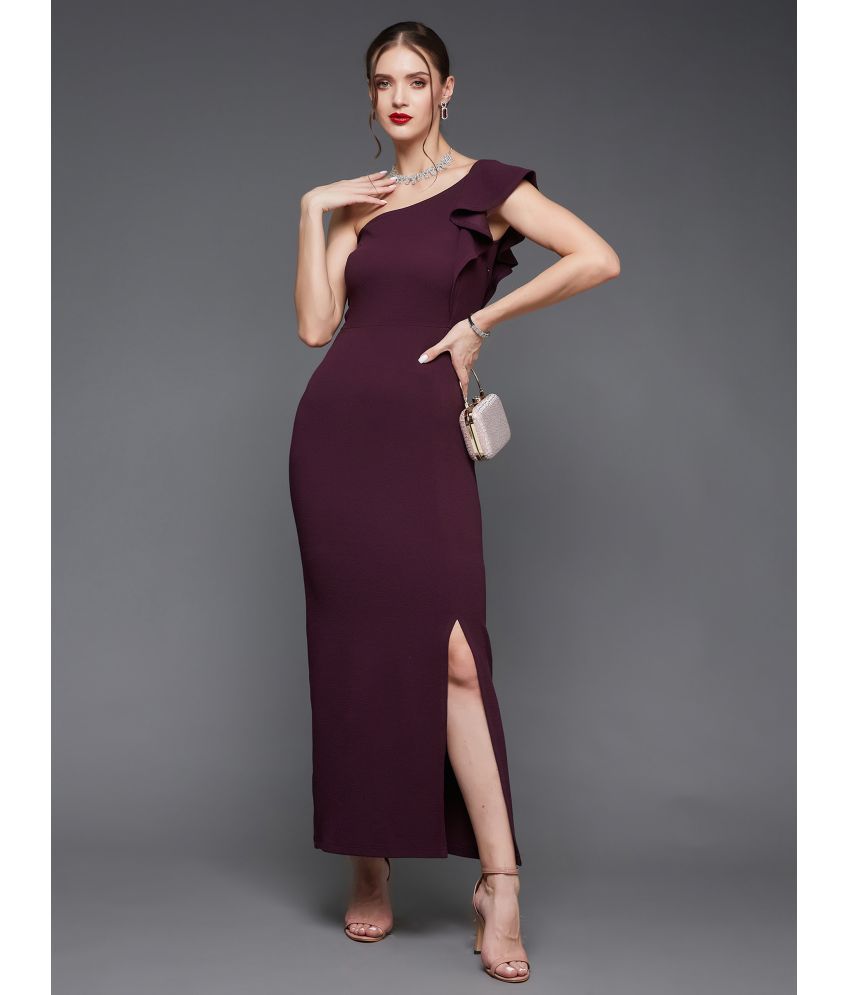     			Miss Chase Polyester Solid Full Length Women's Bodycon Dress - Purple ( Pack of 1 )