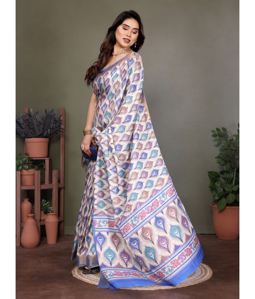     			NightBlue Pack of 1 Cotton Printed Saree With Blouse Piece ( Light Blue )