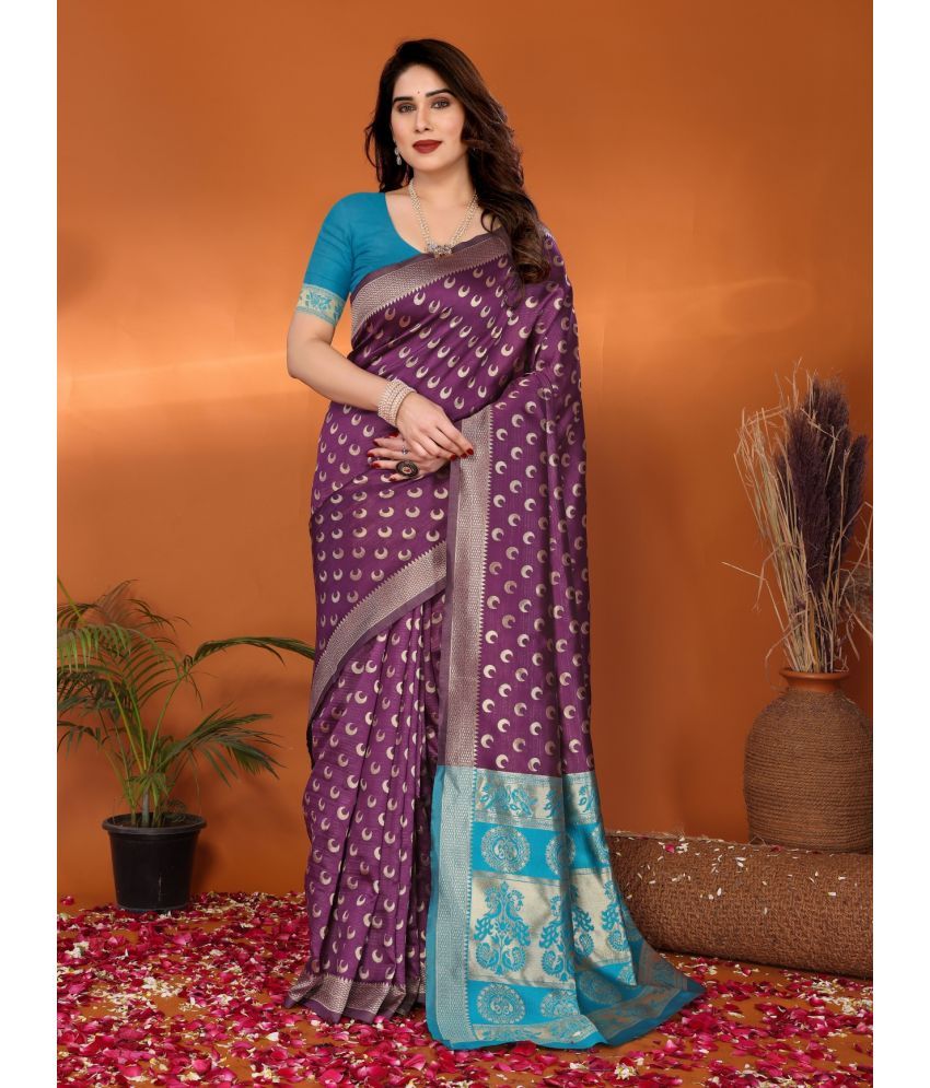     			NightBlue Pack of 1 Silk Woven Saree With Blouse Piece ( Wine )