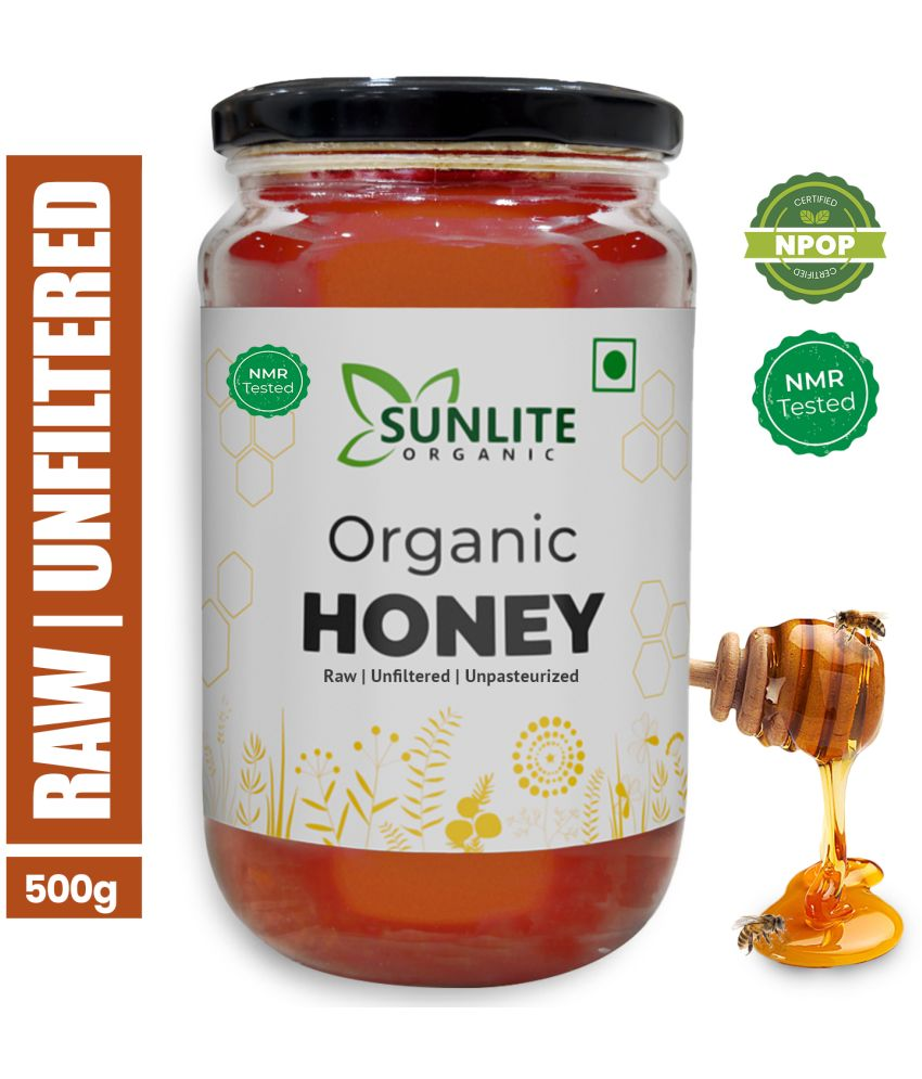     			Sunlite Organic 100% Pure Organic Wildflower Honey Raw Unprocessed 500 g