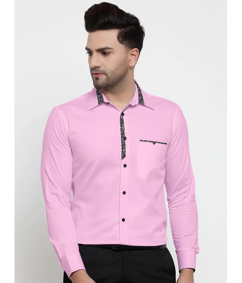     			WEBRIC Cotton Blend Regular Fit Full Sleeves Men's Formal Shirt - Pink ( Pack of 1 )