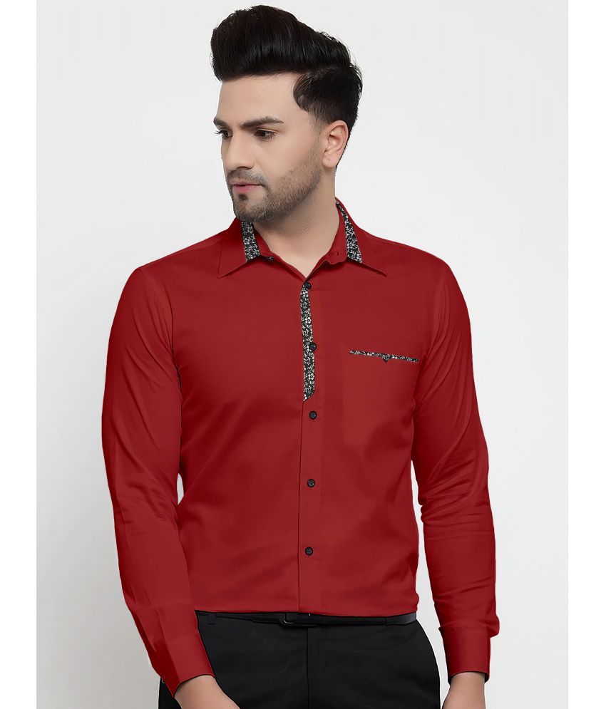     			WEBRIC Cotton Blend Regular Fit Full Sleeves Men's Formal Shirt - Red ( Pack of 1 )