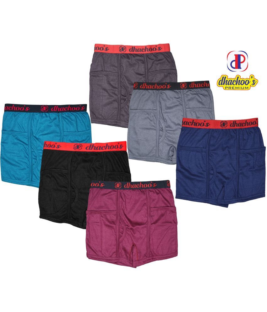     			dhachoo's premium Pack of 6 Cotton Blend Trunks For Men's ( Multicolor )