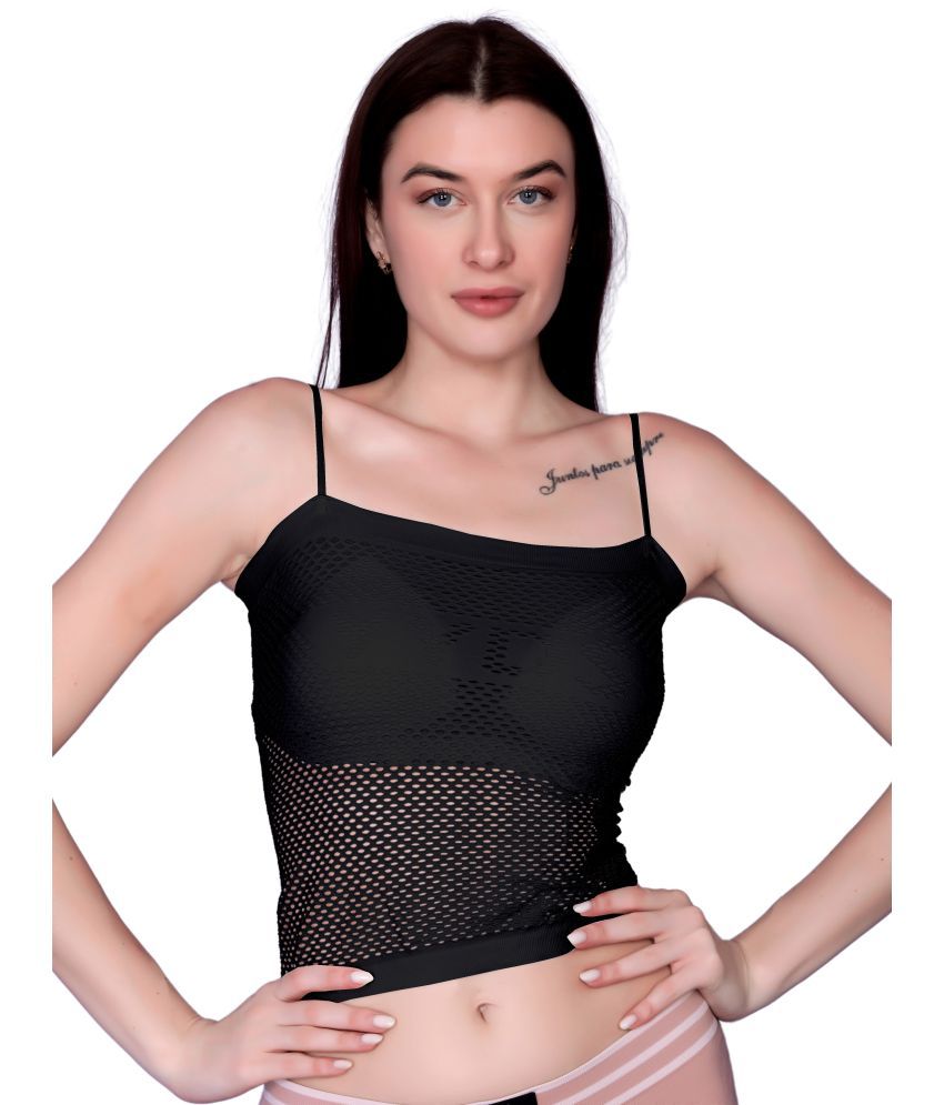     			3Mads Pack of 1 Nylon Lightly Padded Cami bra For Women ( Black )