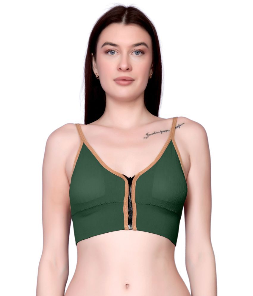     			3Mads Pack of 1 Nylon Lightly Padded Bralette Bra For Women ( Green )