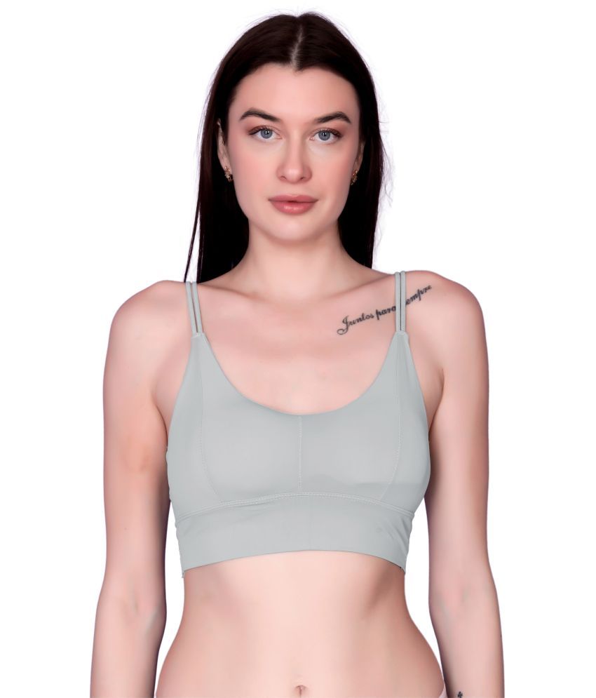     			3Mads Pack of 1 Nylon Lightly Padded Bralette Bra For Women ( Light Grey )