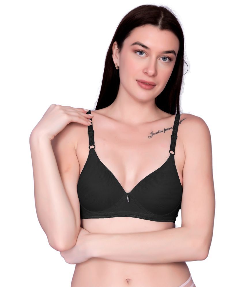     			3Mads Pack of 1 Nylon Lightly Padded T-Shirt Bra For Women ( Black )