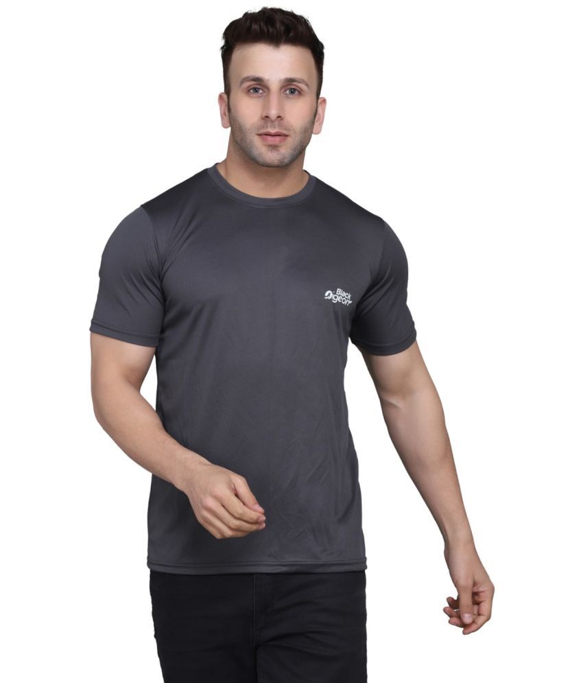     			Black Pigeon Polyester Regular Fit Solid Half Sleeves Men's Round T-Shirt - Grey ( Pack of 1 )