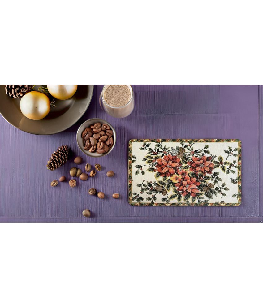     			CreadCraft PVC Floral Rectangle Table Mats ( 40 cm x 32 cm ) Pack of 1 - Multi