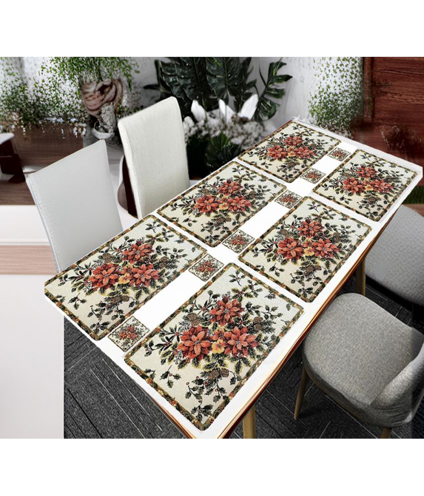     			CreadCraft PVC Floral Rectangle Table Mats & Coasters ( 40 cm x 32 cm ) Pack of 1 - Multi