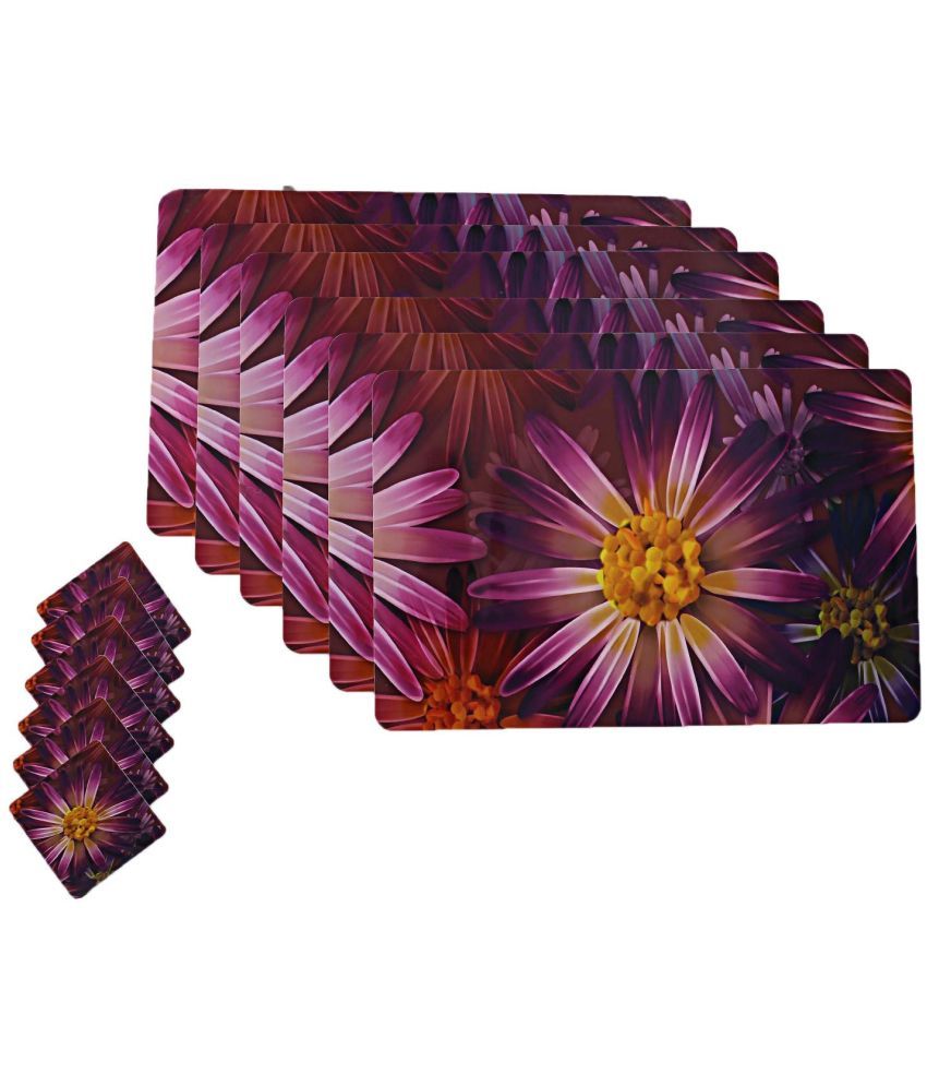     			CreadCraft PVC Floral Rectangle Table Mats & Coasters ( 40 cm x 32 cm ) Pack of 1 - Multi