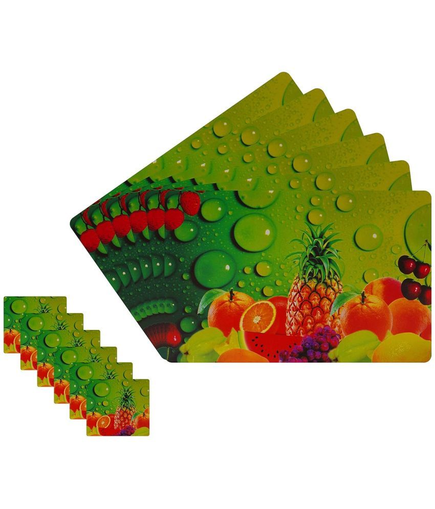     			CreadCraft PVC Floral Rectangle Table Mats & Coasters ( 40 cm x 32 cm ) Pack of 1 - Multi